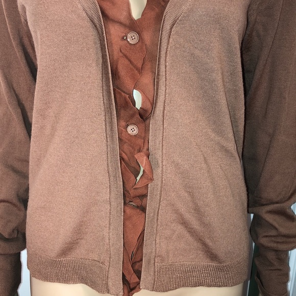 J. Crew Brown Wool/Silk Cardigan M - Picture 3 of 6